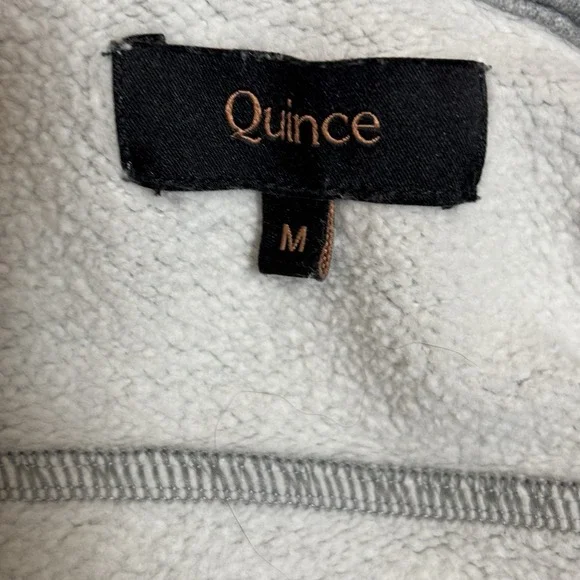 Quince Womens Organic Heavyweight Cropped Half Zip Hoodie Heather Grey M Sporty - Picture 2 of 7